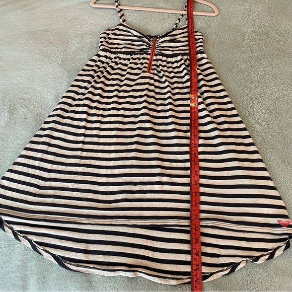 Roxy sage brush blue black SZ M stripe dress, hug low hem - Picture 3 of 9